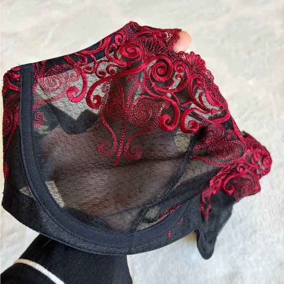 Soma Lace Underwire Bra Size 34 DD- Black and Burgundy - Picture 6 of 8